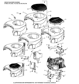 Kt740-3095 Blower Housing Diagram and Parts List for KT740-3095  Cub Cadet Lawn Tractor